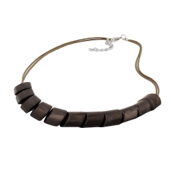 necklace, slanted beads, olive drab