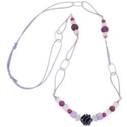necklace, spiral pearl, purple, 100cm