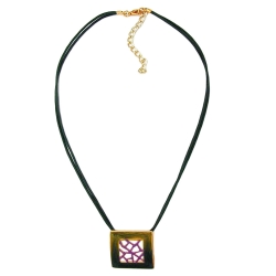 necklace, square, green-purple, 42cm