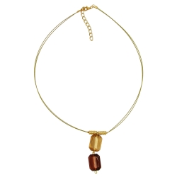 necklace square pendants brown gold coloured
