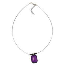 necklace square purple faceted pendant
