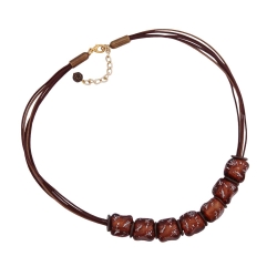 necklace, stone bead, brown-transparency