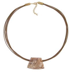 necklace, trapezium, beige marbled, 45cm