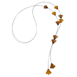 necklace triangle beads brown transparent