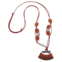 necklace, tube flat curved, brown, 95cm