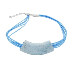 necklace, tube flat curved, jeans-blue 50cm