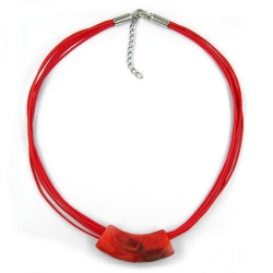 necklace, tube, flat curved, light red, 50cm