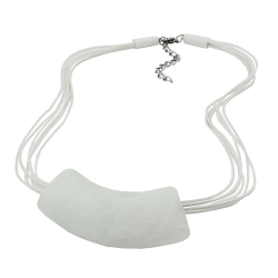 necklace, tube flat curved, white, 50cm