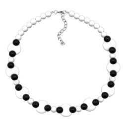 necklace, various beads black and white shiny