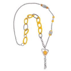 necklace, yellow beads, chain links