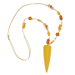 necklace, yellow beads, pointed triangle