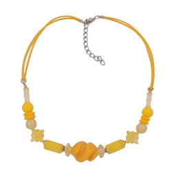 necklace, yellow beads twisted