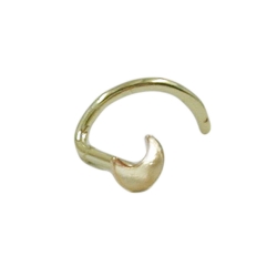 nose screw piercing 2.5mm spiral with small moon 14k gold