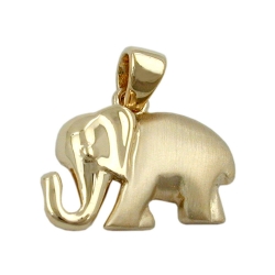 pendant 10x15mm elephant matte shiny 9k gold