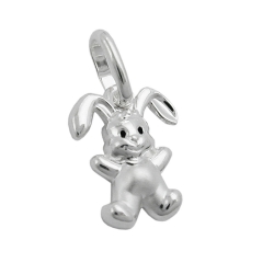 pendant, 11mm, small hare, silver 925