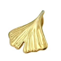 pendant 12mm ginkgo leaf shiny 9k gold
