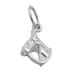 pendant 14x10mm horse head with halter shiny silver 925