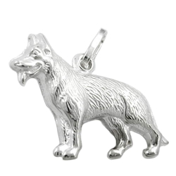 pendant 14x20mm shepherd dog shiny silver 925