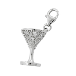 pendant 15x11mm charm chalice with cubic zirconias rhodium plated shiny 925