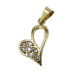 pendant 16x11mm heart shapewith 7 cubic zirconias 9kt gold