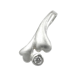 pendant 16x7mm leaf-like with zirconia matted silver 925