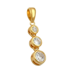 Pendant 3 zirconia withe , 3 micron gold-plated