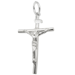pendant 32x18mm, cross with jesus, silver 925