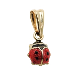 pendant 6x5mm ladybird red-black lacquered 9kt gold
