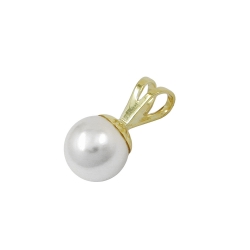 pendant 8mm freshwater cultured pearl round with fixed pendant eyelet 9k gold