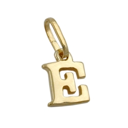 Pendant 8x5,5mm initiale E shiny 9K GOLD