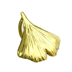 Pendant 9mm ginkgo leaf shiny 9Kt GOLD