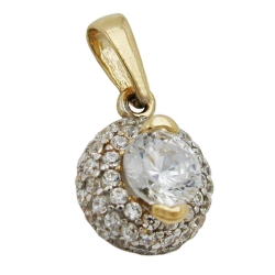 pendant 9mm with many zirconias 9k gold
