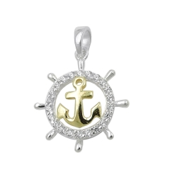 pendant anchor with zirconia, silver 925