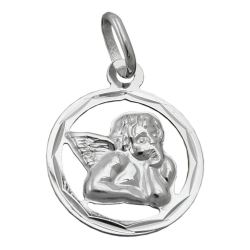 pendant, angel in circle, silver 925 