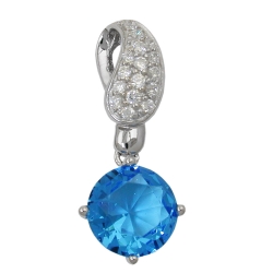 pendant, blue/white zirconia, silver 925 