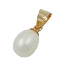 pendant ca. 9x7mm freshwater cultured pearl oval 9kt gold