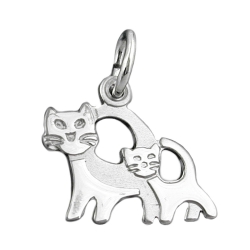 pendant, cats, silver 925