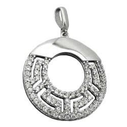 pendant, circle with zirconia, silver 925