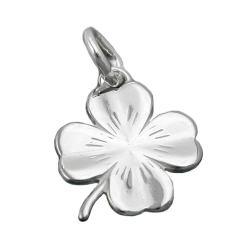 pendant, clover leaf, silver 925