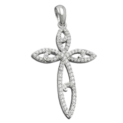 pendant cross with zirconias, silver 925 
