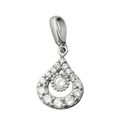 pendant, drop with zirconia, silver 925