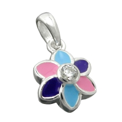pendant flower multicolor silver 925 