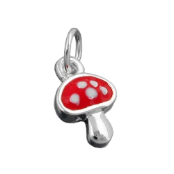 pendant, fly agaric, red, silver 925