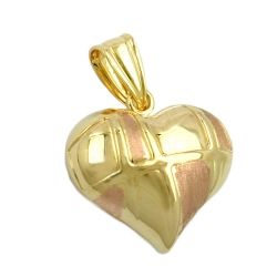 Pendant, Heart, Bi-Coloured, 9K Gold