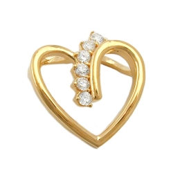 pendant heart with zirconia , 3 micron gold-plated