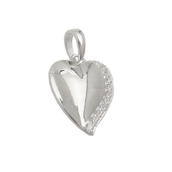 pendant, heart with zirconia, silver 925