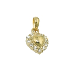 pendant, heart with zirconias, 9K GOLD