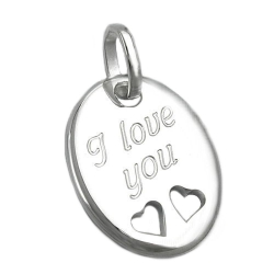 pendant, i love you, silver 925