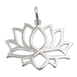 pendant lotus flower rhodium silver 925