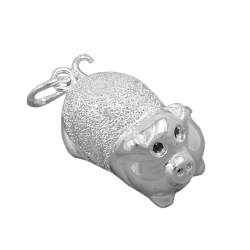 pendant, lucky pig, silver 925